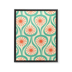 Mid Century Modern Atomic Drops Teal Orange Pattern Framed Canvas Print Gallery Image 8