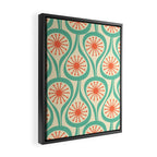 Mid Century Modern Atomic Drops Teal Orange Pattern Framed Canvas Print Gallery Image 2