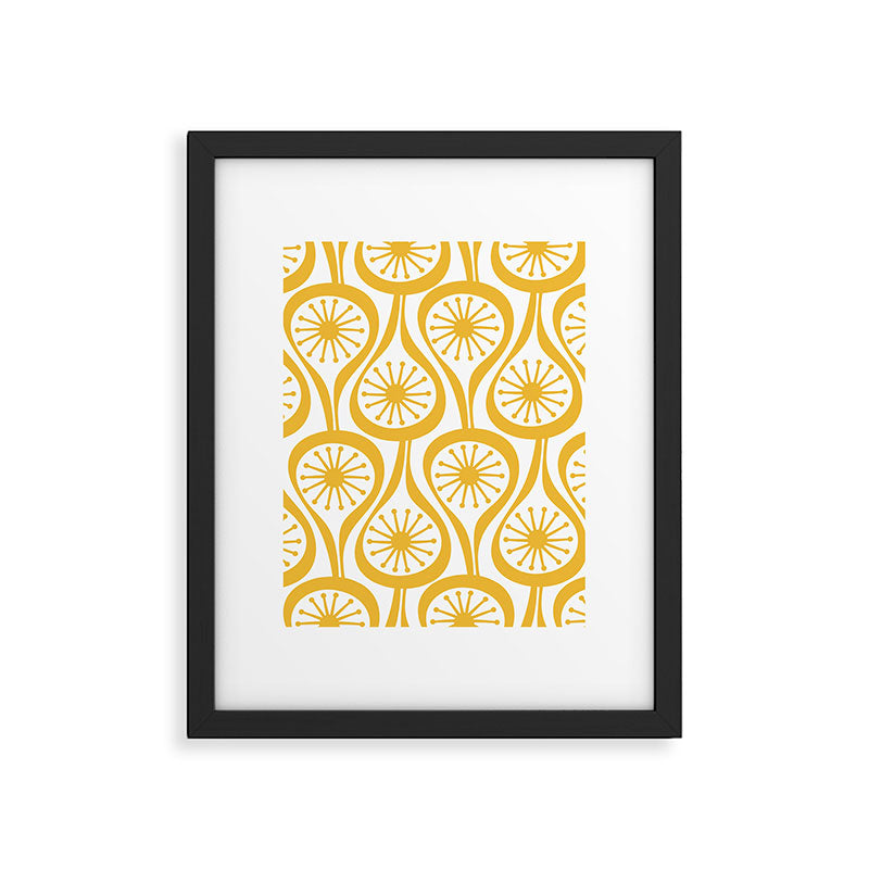 Mid Century Modern Atomic Drops Yellow Framed Art Print Gallery Image 6