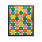 Mid Century Modern Atomic Future Colorful Dots and Stars Pattern Framed Canvas Print Gallery Image 8