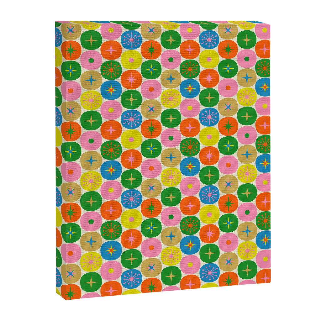 Mid Century Modern Atomic Future Colorful Dots and Stars Pattern small Canvas Print Gallery Image 8