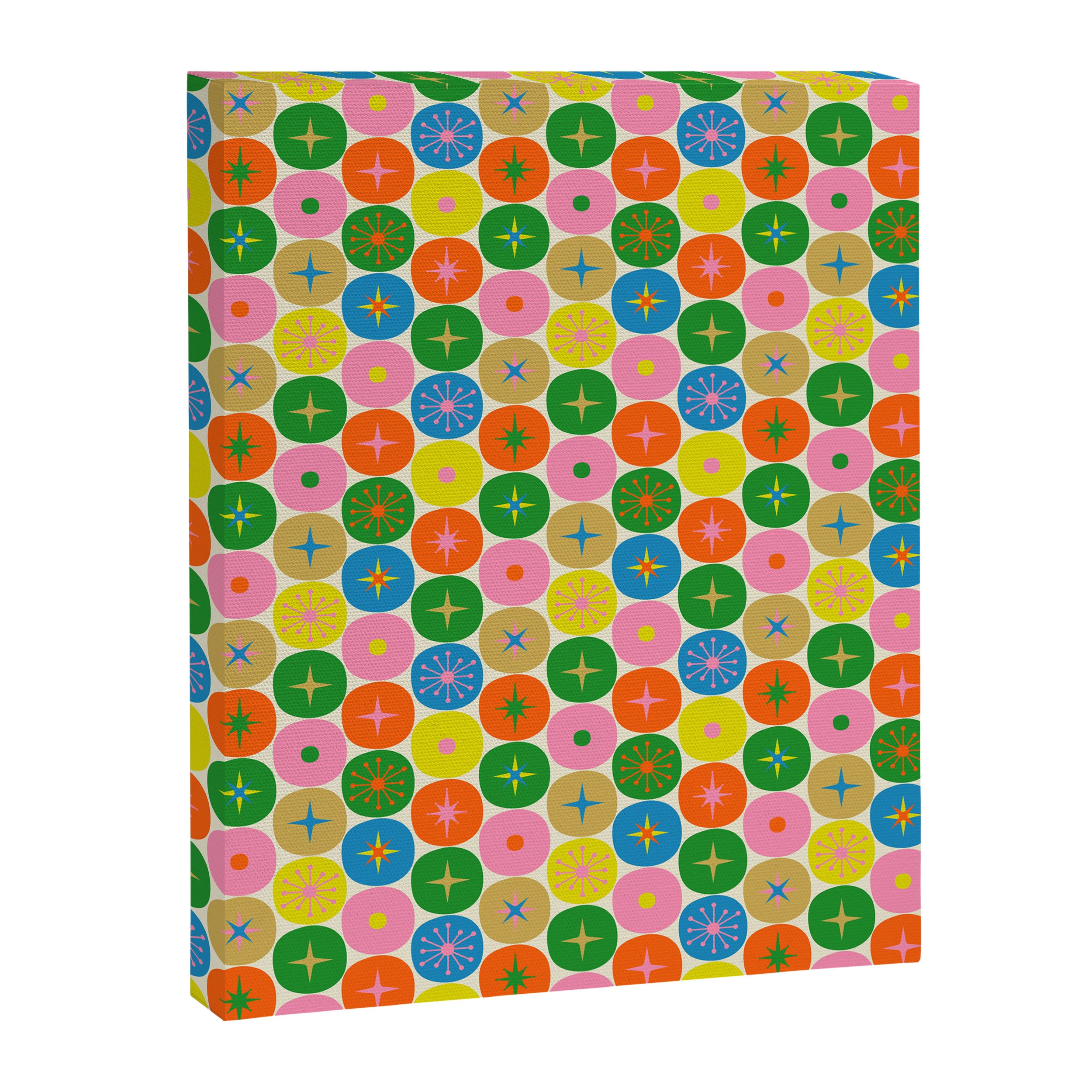 Mid Century Modern Atomic Future Colorful Dots and Stars Pattern small Canvas Print Gallery Image 8