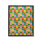 Mid Century Modern Atomic Future Colorful Dots and Stars Pattern small Framed Canvas Print Gallery Image 8