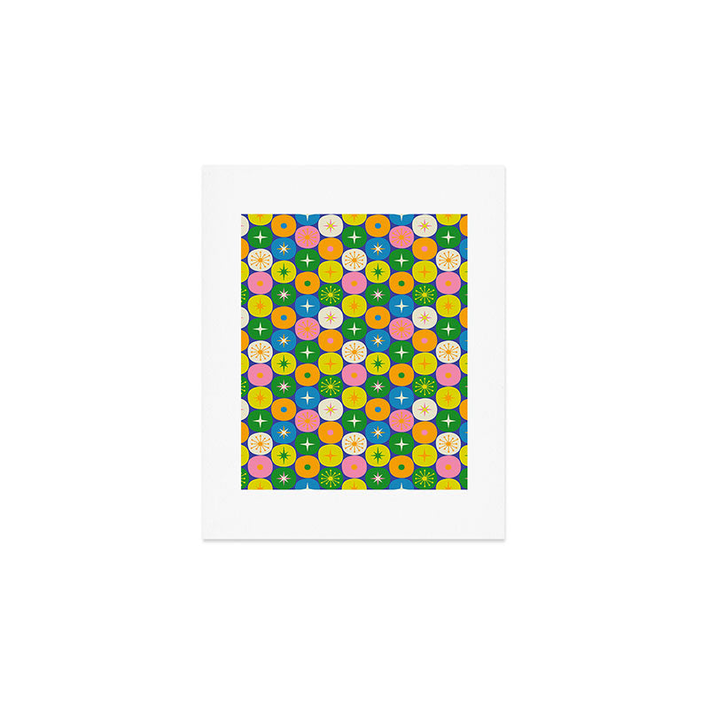 Mid Century Modern Atomic Future Colorful Modtastic Dots and Stars Pattern 2 Art Print Gallery Image 1
