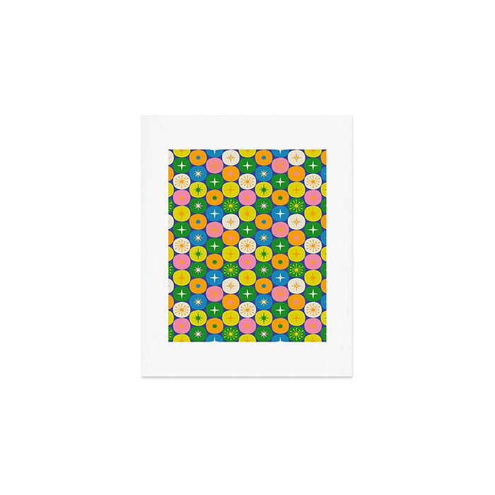 Mid Century Modern Atomic Future Colorful Modtastic Dots and Stars Pattern 2 Art Print Gallery Image 1