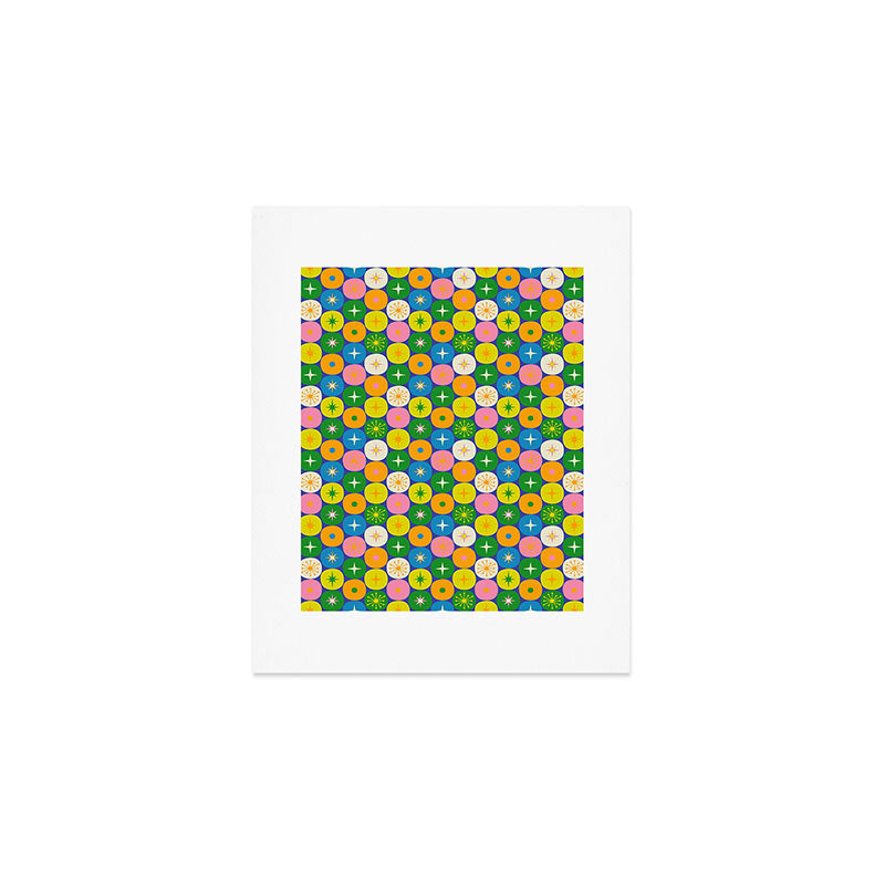 Mid Century Modern Atomic Future Colorful Modtastic Dots and Stars Pattern 3 Art Print Gallery Image 1