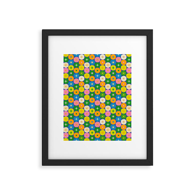 Mid Century Modern Atomic Future Colorful Modtastic Dots and Stars Pattern 3 Framed Art Print Gallery Image 6