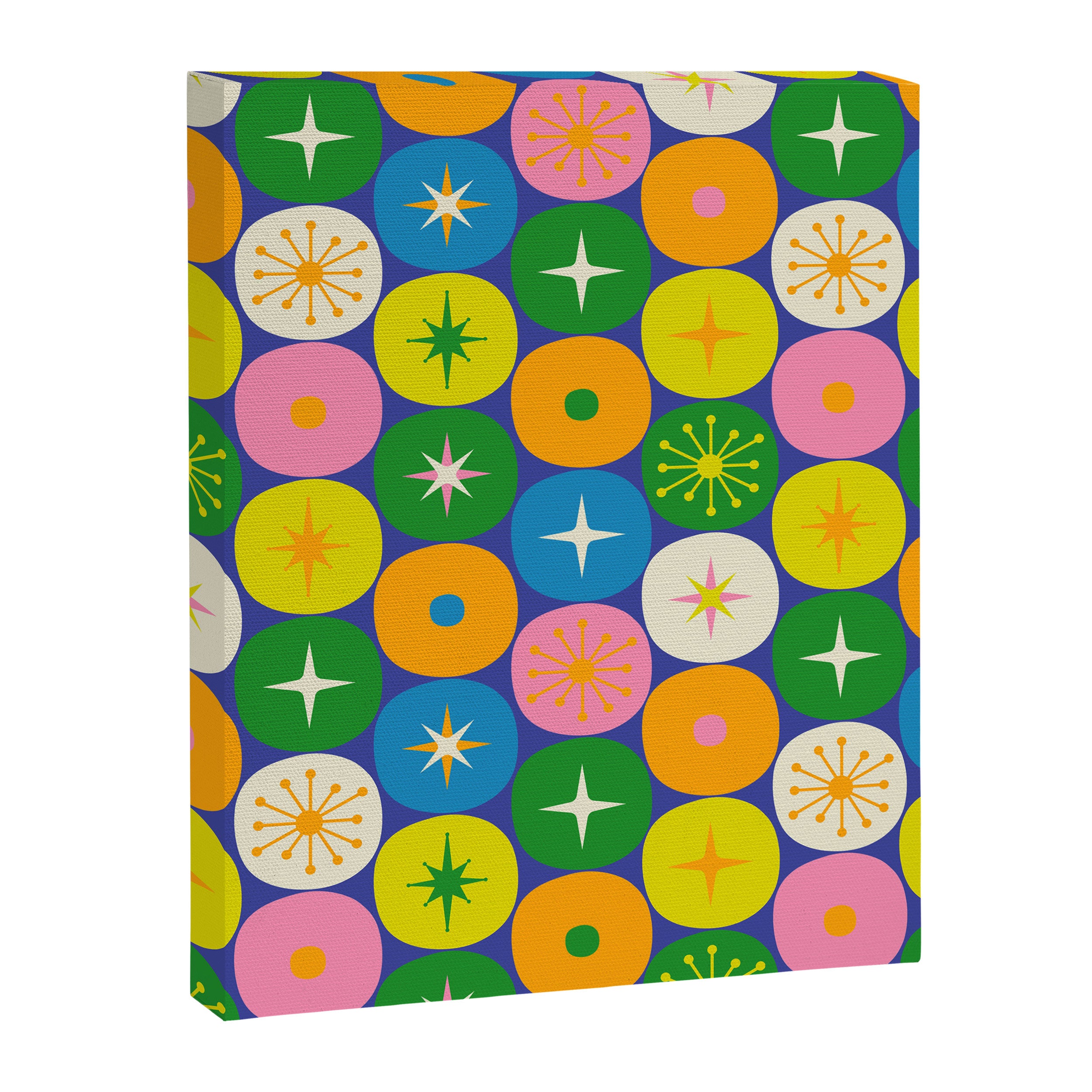 Mid Century Modern Atomic Future Colorful Modtastic Dots and Stars Pattern Canvas Print Gallery Image 8