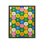 Mid Century Modern Atomic Future Colorful Modtastic Dots and Stars Pattern Framed Canvas Print Gallery Image 8