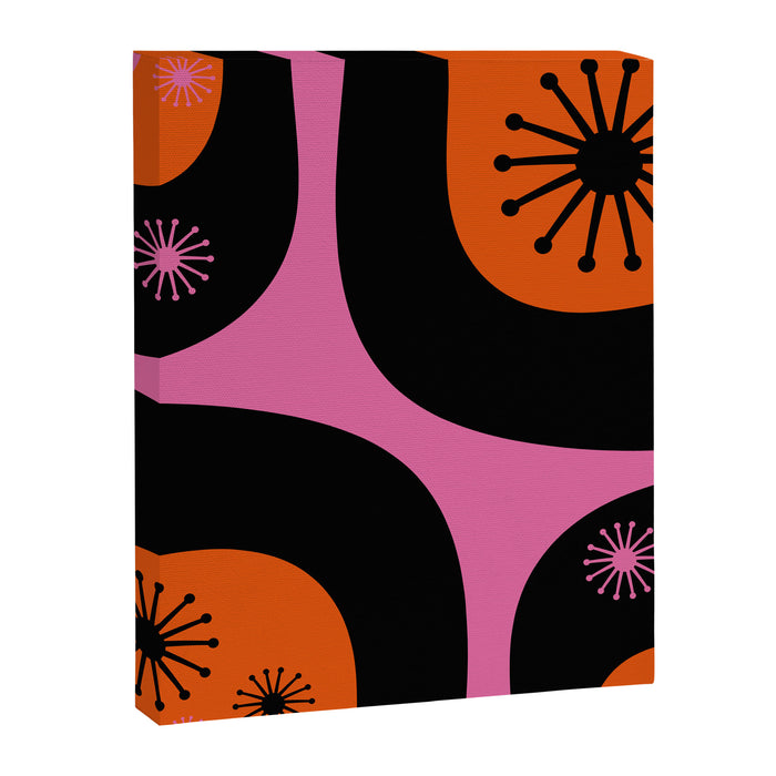Mid Century Modern Atomic Groove Funky Retro 50s 60s Abstract Hot Pink Orange Black Canvas Print Gallery Image 1