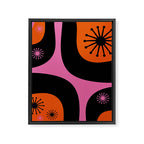 Mid Century Modern Atomic Groove Funky Retro 50s 60s Abstract Hot Pink Orange Black Framed Canvas Print Gallery Image 8