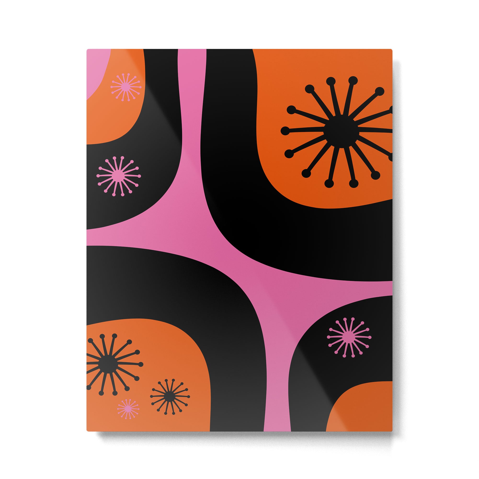 Mid Century Modern Atomic Groove Funky Retro 50s 60s Abstract Hot Pink Orange Black Metal Print Gallery Image 6