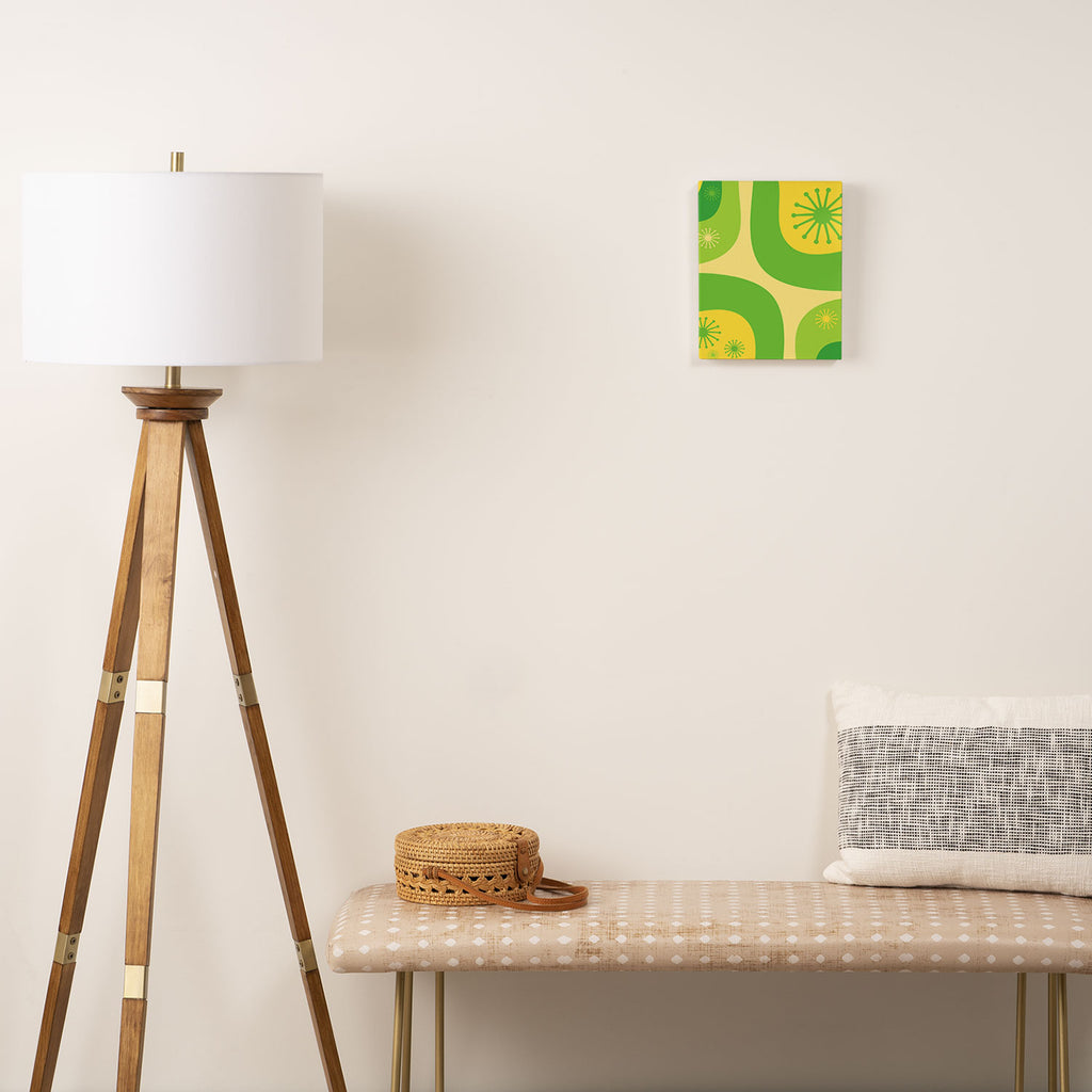Mid Century Modern Atomic Groove Retro Abstract Pattern Lime Green and Yellow Canvas Print Gallery Image 2