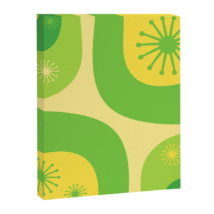 Mid Century Modern Atomic Groove Retro Abstract Pattern Lime Green and Yellow Canvas Print Gallery Image 1