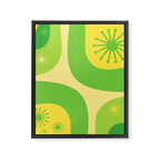 Mid Century Modern Atomic Groove Retro Abstract Pattern Lime Green and Yellow Framed Canvas Print Gallery Image 8