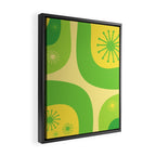 Mid Century Modern Atomic Groove Retro Abstract Pattern Lime Green and Yellow Framed Canvas Print Gallery Image 2