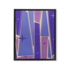 Mid Century Modern Atomic Purple Stained Glass and Stars Abstract Framed Canvas Print Gallery Image 8