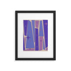 Mid Century Modern Atomic Purple Stained Glass and Stars Abstract Framed Art Print Gallery Image 6