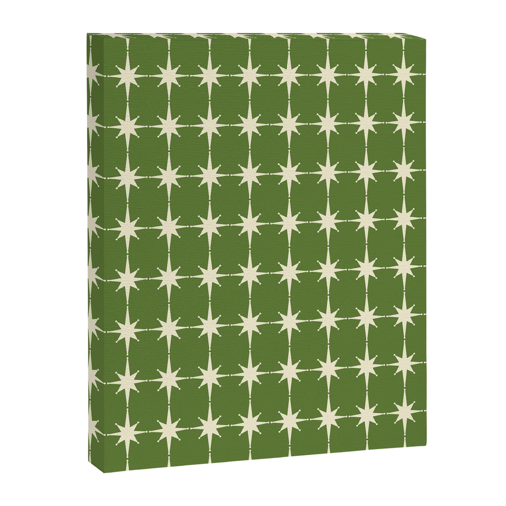 Mid Century Modern Atomic Starburst Grid Retro Christmas Green and Cream Canvas Print Gallery Image 6