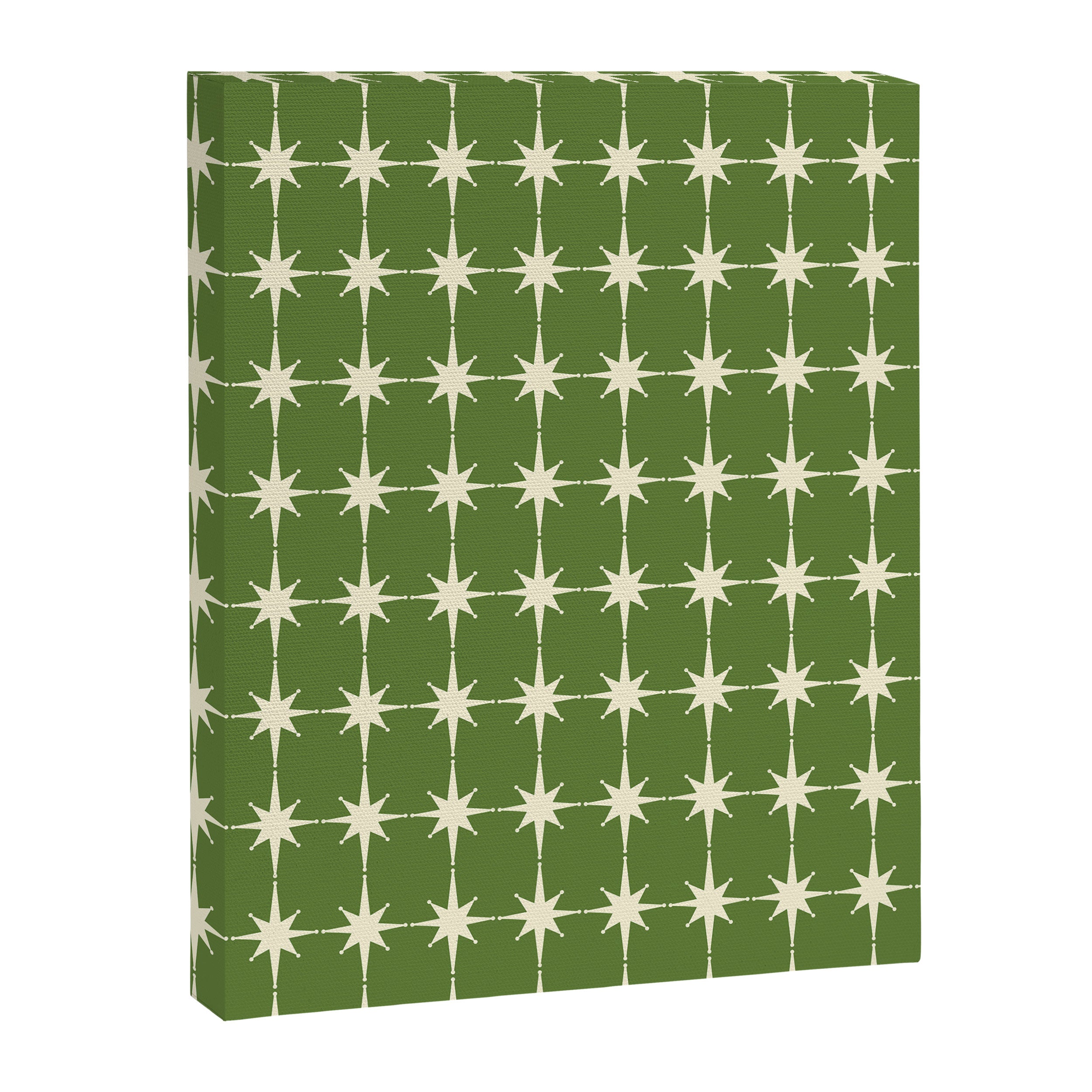 Mid Century Modern Atomic Starburst Grid Retro Christmas Green and Cream Canvas Print Gallery Image 6