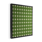 Mid Century Modern Atomic Starburst Grid Retro Christmas Green and Cream Framed Canvas Print Gallery Image 2