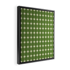 Mid Century Modern Atomic Starburst Grid Retro Christmas Olive Green and Cream Framed Canvas Print Gallery Image 2