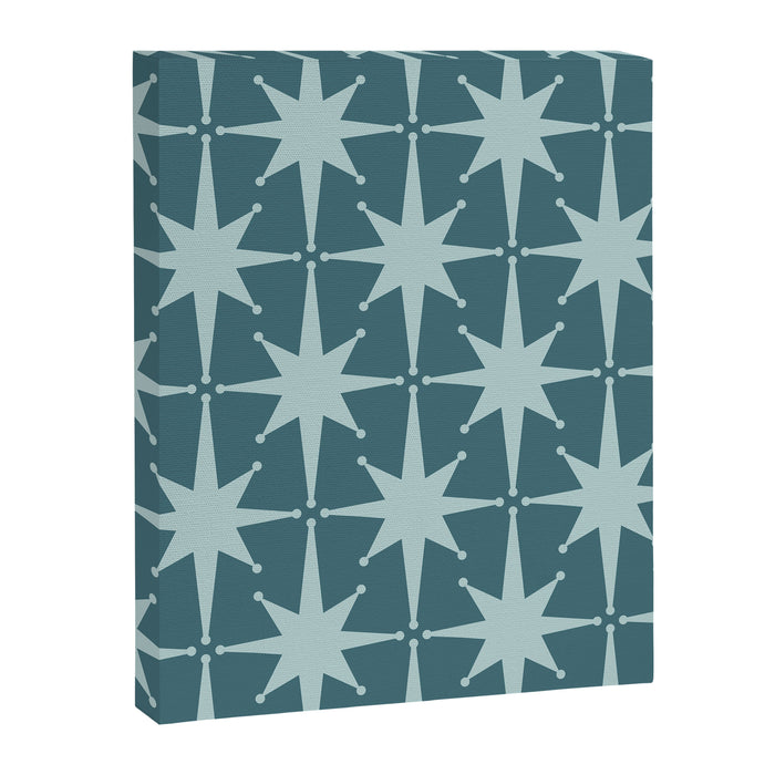 Mid Century Modern Atomic Starbursts Teal Celadon Small Pattern Canvas Print Gallery Image 1