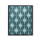 Mid Century Modern Atomic Starbursts Teal Celadon Small Pattern Framed Canvas Print Gallery Image 6