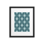 Mid Century Modern Atomic Starbursts Teal Celadon Small Pattern Framed Art Print Gallery Image 5
