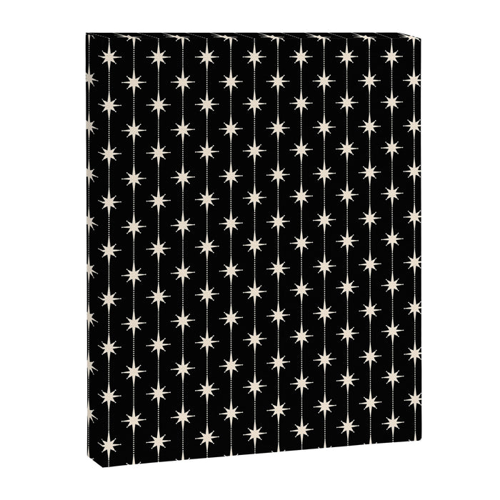 Mid Century Modern Atomic Stars and Dots Pattern in Black and Almond Cream Canvas Print Gallery Image 1
