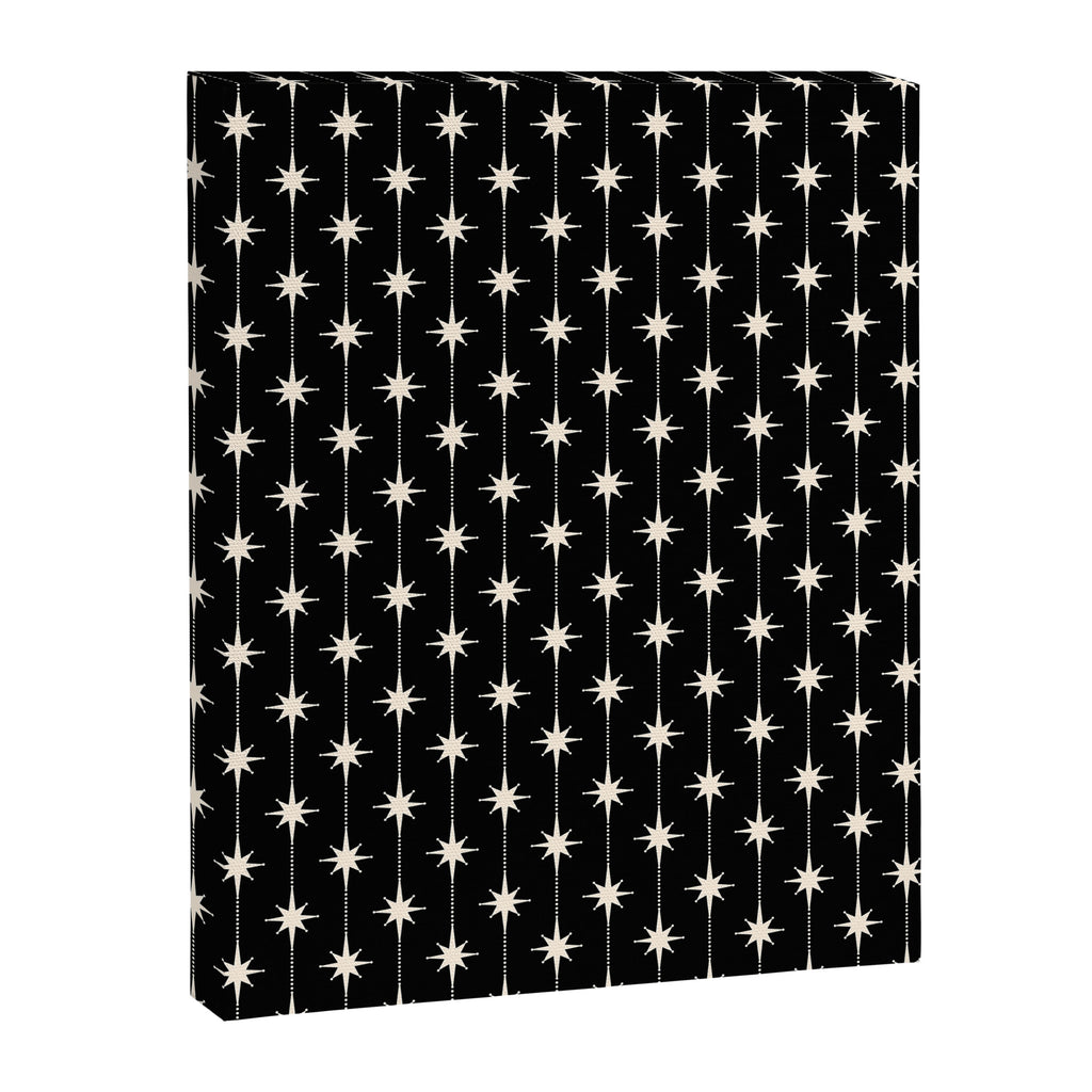 Mid Century Modern Atomic Stars and Dots Pattern in Black and Almond Cream Canvas Print Gallery Image 8