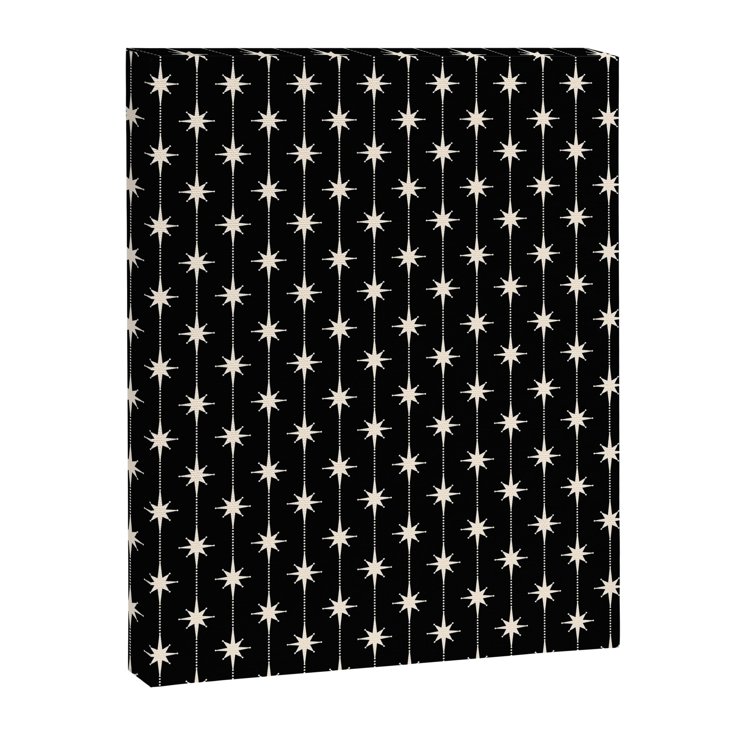 Mid Century Modern Atomic Stars and Dots Pattern in Black and Almond Cream Canvas Print Gallery Image 8
