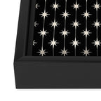 Mid Century Modern Atomic Stars and Dots Pattern in Black and Almond Cream Framed Canvas Print Gallery Image 3