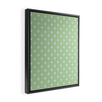 Mid Century Modern Atomic Stars and Dots Retro Pattern in Sage Green and Light Aqua Framed Canvas Print Gallery Image 2