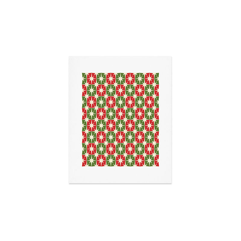 Mid Century Modern Atomic Stars Checkered Christmas Retro Starburst Pattern Art Print Gallery Image 1