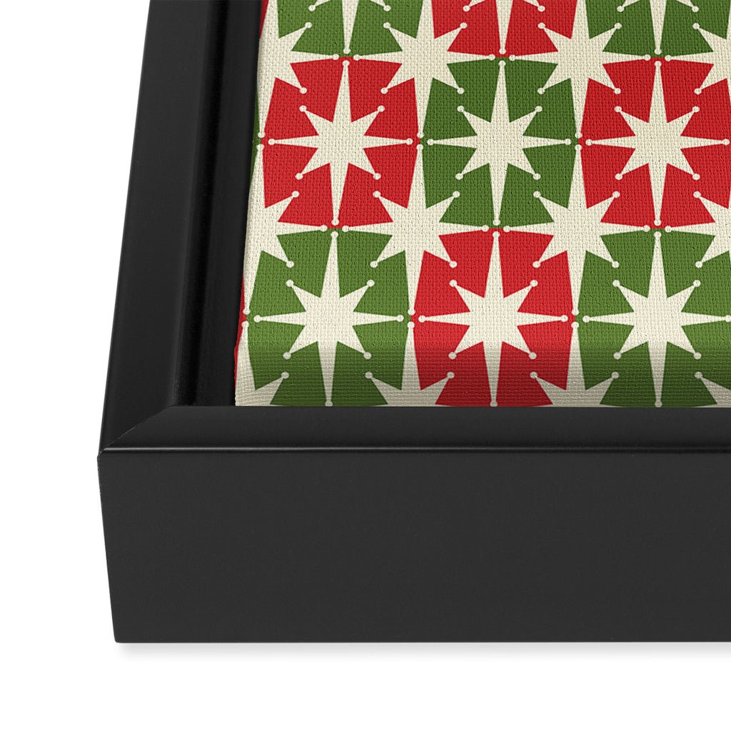 Mid Century Modern Atomic Stars Checkered Christmas Retro Starburst Pattern Framed Canvas Print Gallery Image 3