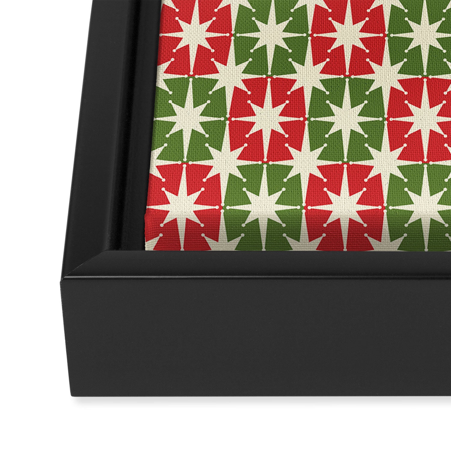 Mid Century Modern Atomic Stars Checkered Christmas Retro Starburst Pattern Framed Canvas Print Gallery Image 3
