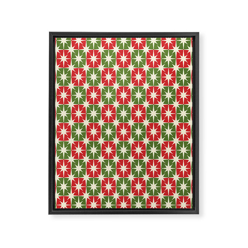 Mid Century Modern Atomic Stars Checkered Christmas Retro Starburst Pattern Framed Canvas Print Gallery Image 6