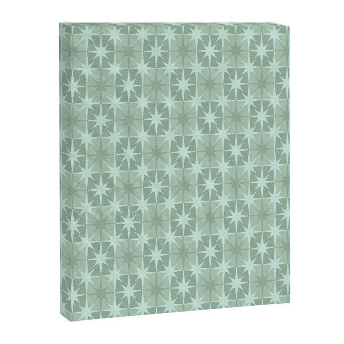 Mid Century Modern Atomic Stars Checkered Starburst Pattern in Retro Sea Glass Green Tone Canvas Print Gallery Image 1
