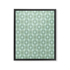 Mid Century Modern Atomic Stars Checkered Starburst Pattern in Retro Sea Glass Green Tone Framed Canvas Print Gallery Image 6