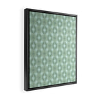 Mid Century Modern Atomic Stars Checkered Starburst Pattern in Retro Sea Glass Green Tone Framed Canvas Print Gallery Image 2