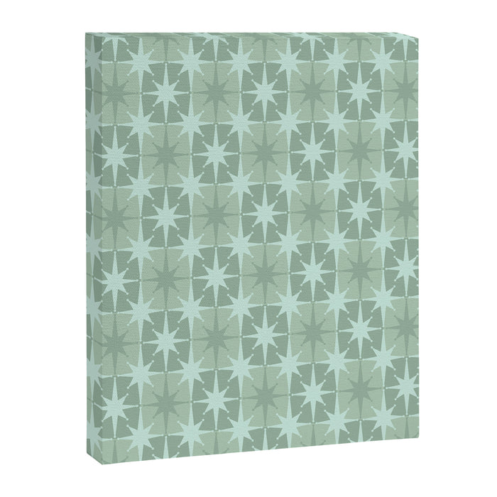 Mid Century Modern Atomic Stars Checkered Starburst Pattern in Retro Sea Glass Green Tones Canvas Print Gallery Image 1