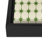 Mid Century Modern Atomic Stars Grid in Retro Christmas Green and Cream Framed Canvas Print Gallery Image 3