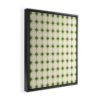 Mid Century Modern Atomic Stars Grid in Retro Christmas Green and Cream Framed Canvas Print Gallery Image 2