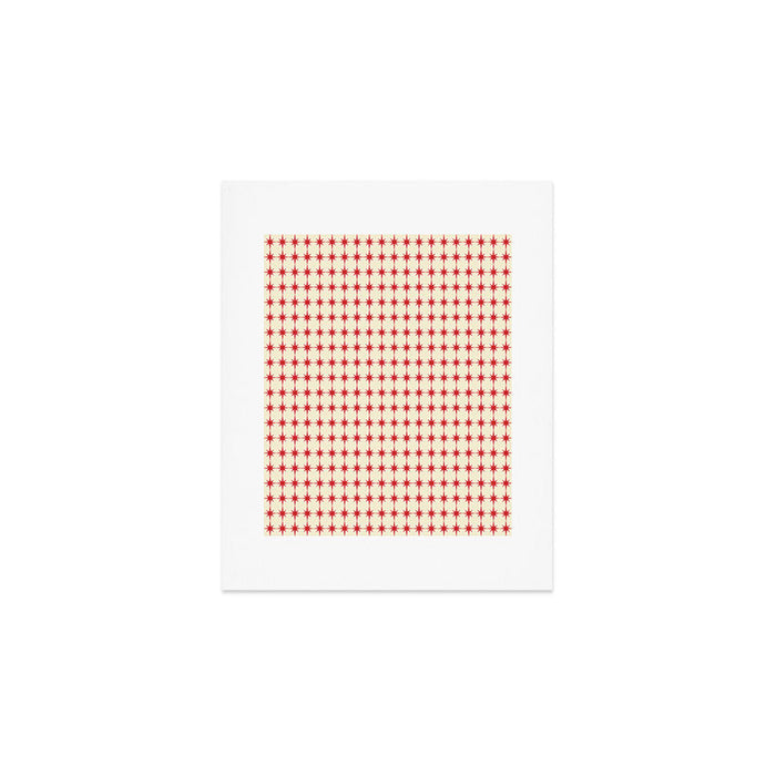 Mid Century Modern Atomic Stars Grid in Retro Christmas Red and Cream Art Print Gallery Image 1