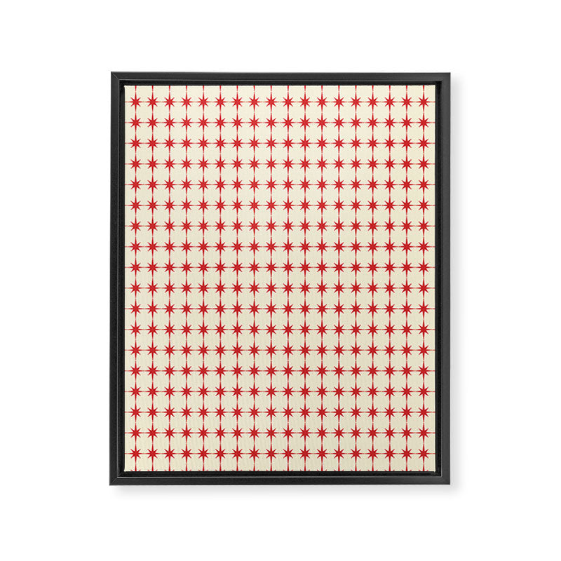 Mid Century Modern Atomic Stars Grid in Retro Christmas Red and Cream Framed Canvas Print Gallery Image 6