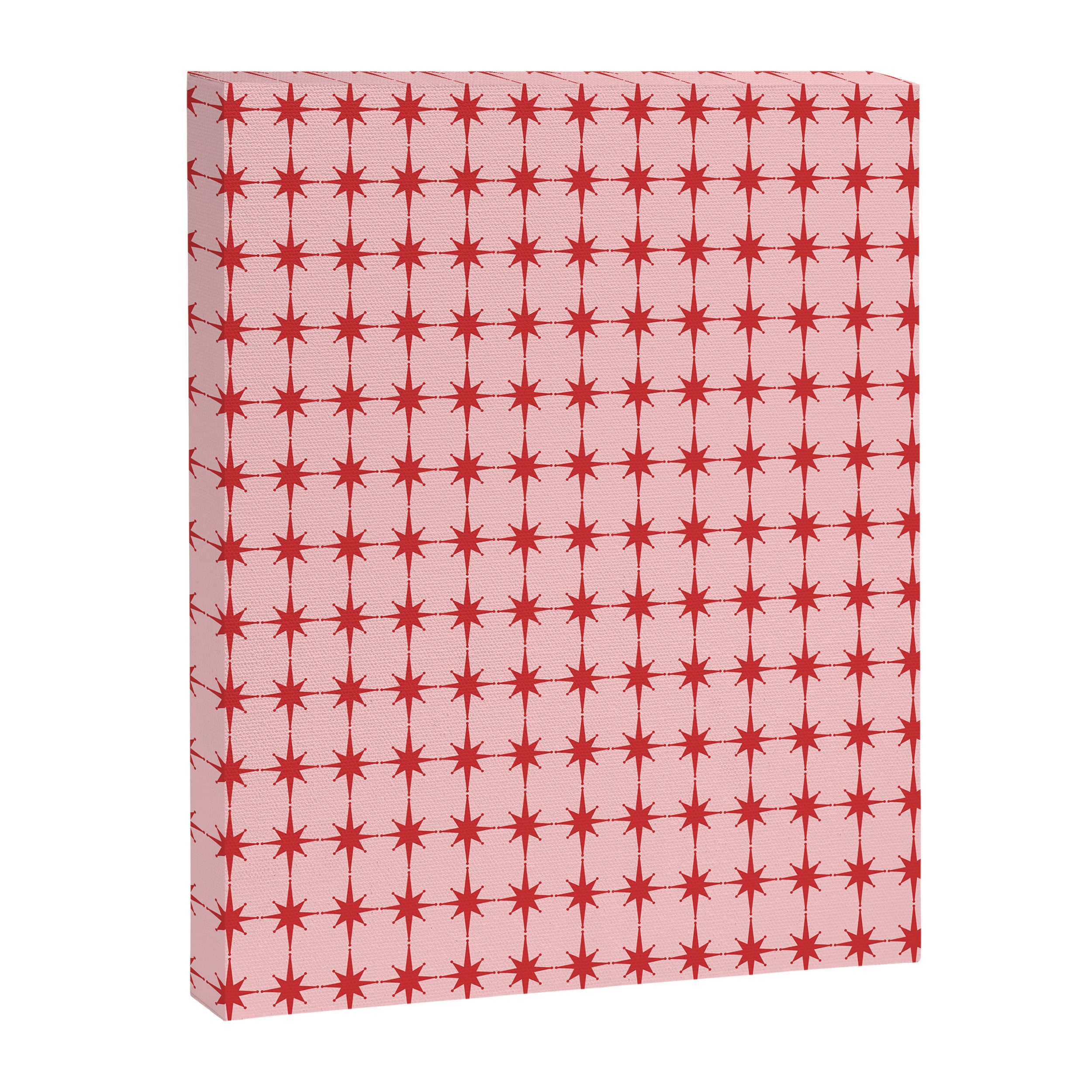 Mid Century Modern Atomic Stars Grid in Retro Christmas Red and Pink Canvas Print Gallery Image 6