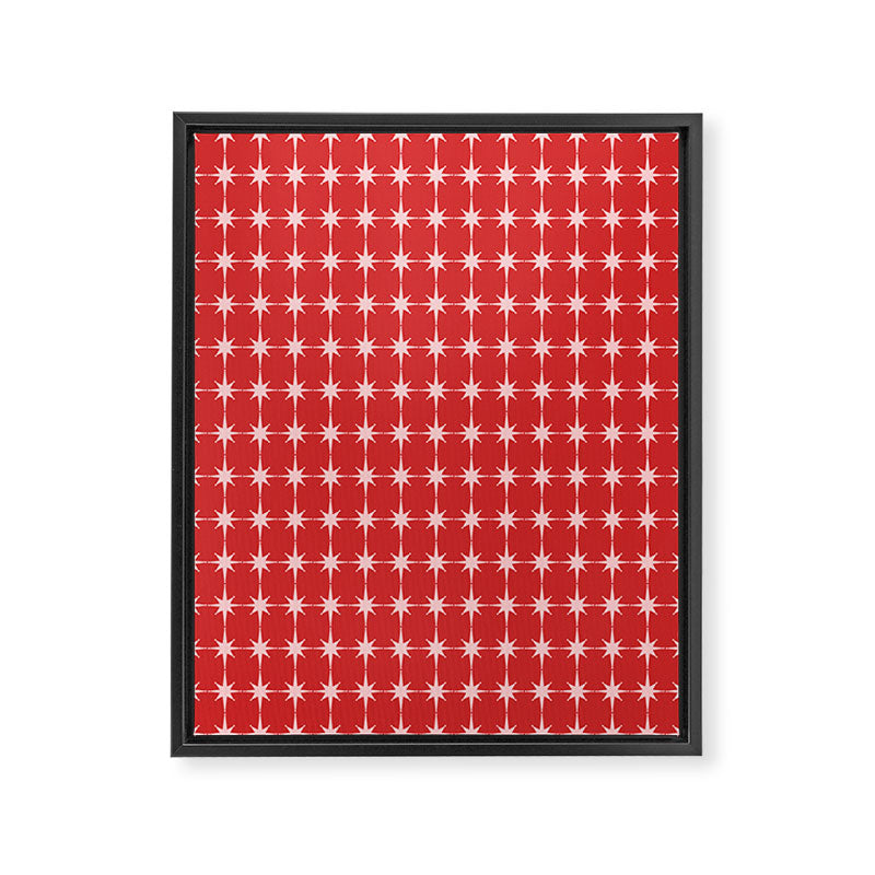 Mid Century Modern Atomic Stars Grid Retro Christmas Red and Pink Pattern Framed Canvas Print Gallery Image 6