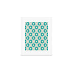 Mid Century Modern Atomic Stars Light Pastel Teal and Cream Retro Checkered Starburst Pattern Art Print Gallery Image 1