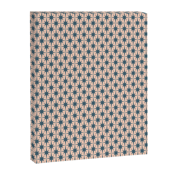 Mid Century Modern Atomic Stars Pattern in Steel Teal Blue and Pale Blush Pink Canvas Print Gallery Image 1